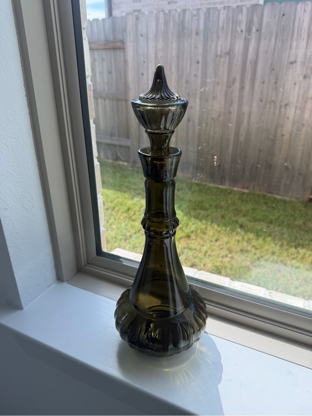Vintage Jim Bean Olive Green Decorative Glass Decanter - Home Accents